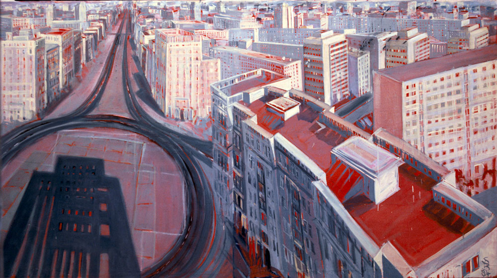 Red City II, Oil on Canvas, 170 x 330 cm, 1994 @ Stefanie Bürkle - VG Bild-Kunst